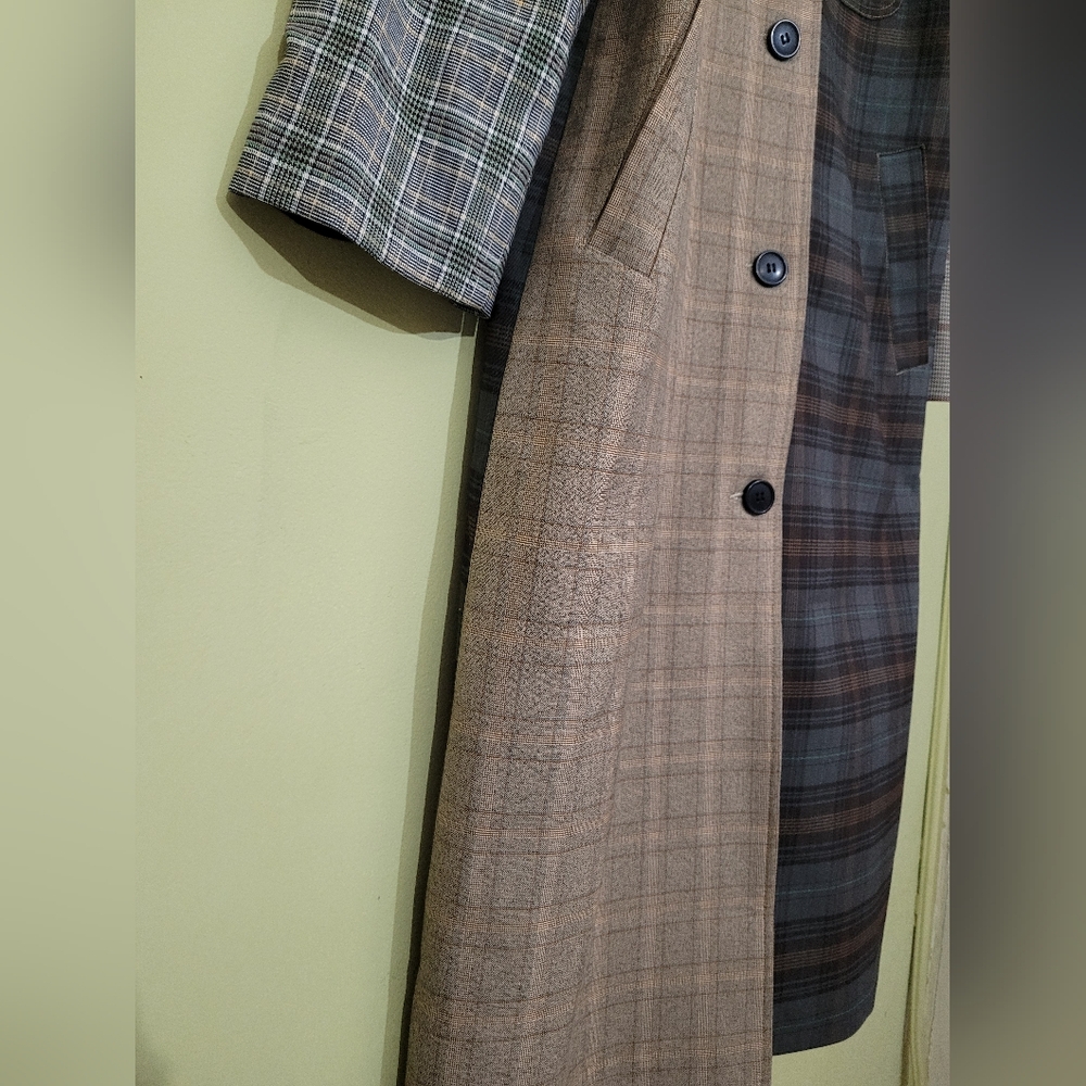 Urban Outfitters Plaid Oversize Trench Jacket in Tan and Brown Medium - Picture 5 of 13